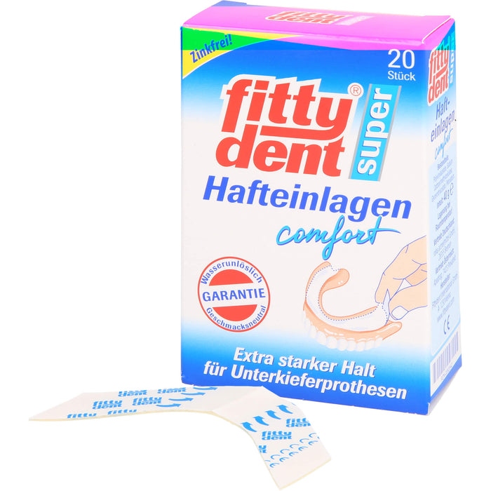 Fittydent Super Hafteinlagen sicherer Halt für flache und schmale Unterkiefer, 20 pcs. Insoles