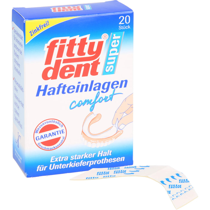 Fittydent Super Hafteinlagen sicherer Halt für flache und schmale Unterkiefer, 20 pcs. Insoles