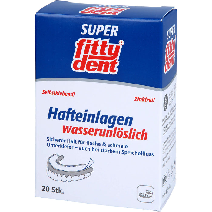 Fittydent Super Hafteinlagen sicherer Halt für flache und schmale Unterkiefer, 20 pcs. Insoles