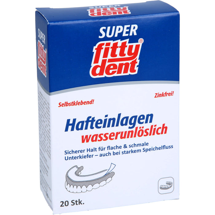 Fittydent Super Hafteinlagen sicherer Halt für flache und schmale Unterkiefer, 20 pcs. Insoles