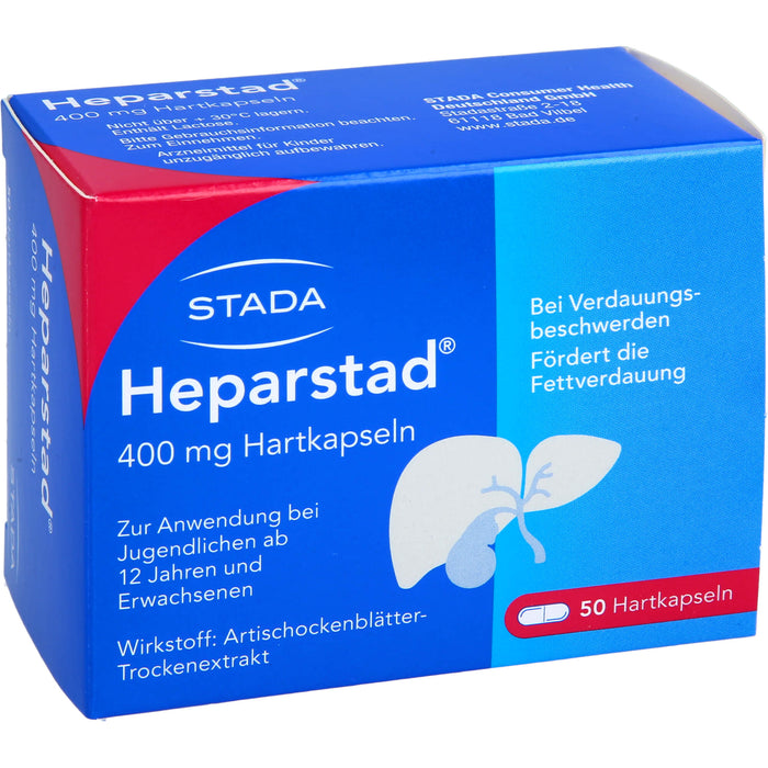 STADA Heparstad 400 mg Hartkapseln bei Verdauungsbeschwerden, fördert die Fettverdauung, 50 pcs. Capsules