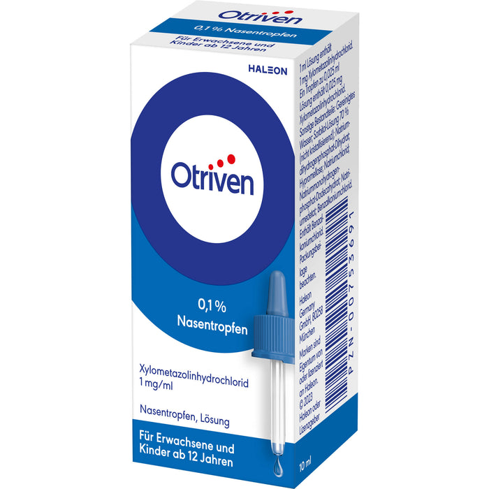 Otriven 0,1 % Nasentropfen für Erwachsene bei Schnupfen, 10 ml Solution