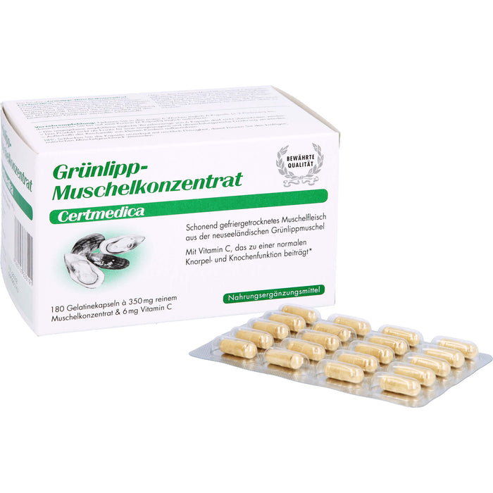 Certmedica Grünlipp-Muschelkonzentrat Gelatinekapseln, 180 pcs. Capsules