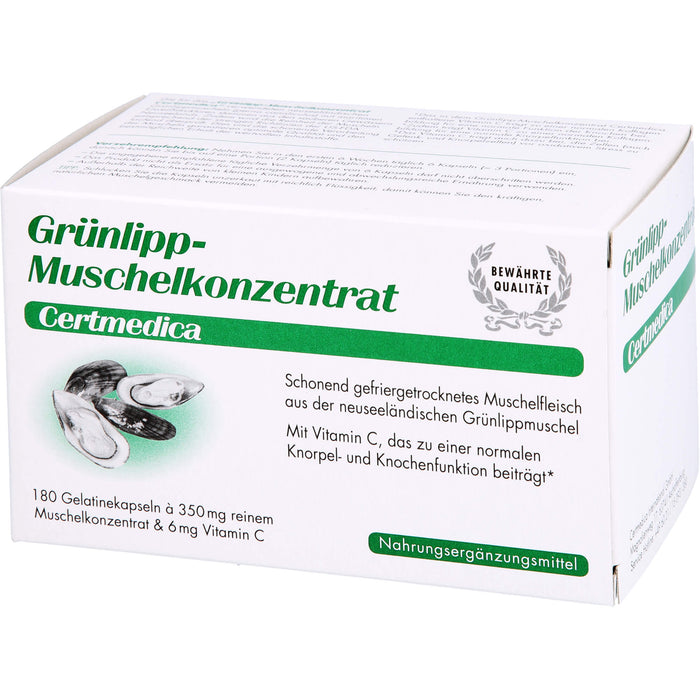 Certmedica Grünlipp-Muschelkonzentrat Gelatinekapseln, 180 pcs. Capsules