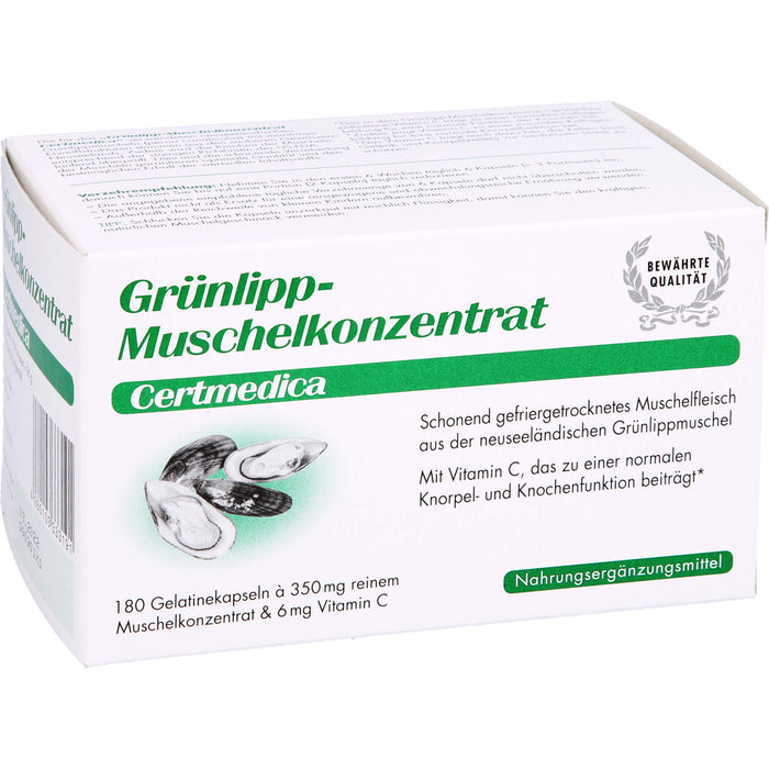Certmedica Grünlipp-Muschelkonzentrat Gelatinekapseln, 180 pcs. Capsules