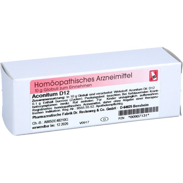 Dr. Reckeweg Aconitum D12 Globuli, 10 g Globules