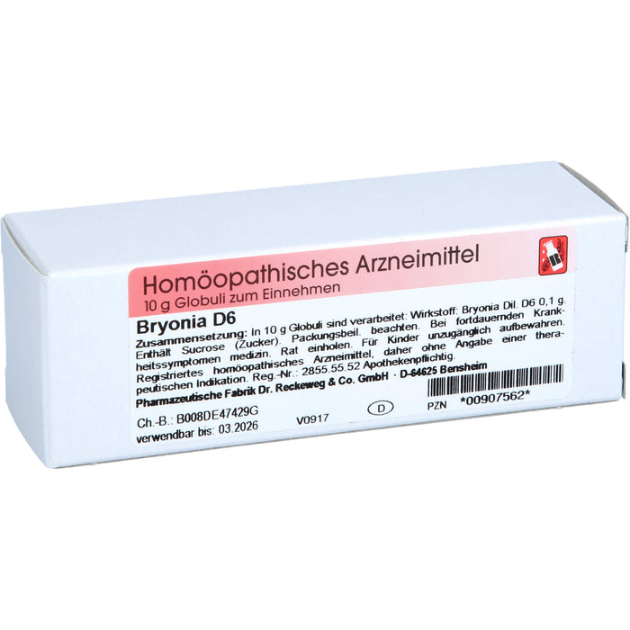 Dr. Reckeweg Bryonia D6 Globuli, 10 g Globuli