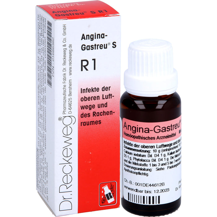 Dr.Reckeweg Angina-Gastreu S R1 Mischung bei Infekten der oberen Luftwege und des Rachenraumes, 22 ml Mixture