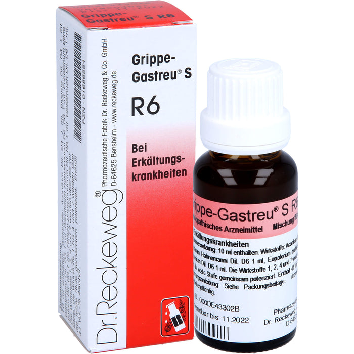 Dr. Reckeweg Grippe-Gastreu S R6 Tropfen bei Erkältungskrankheiten, 22 ml Solution