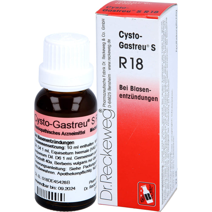 Dr.Reckeweg Cysto-Gastreu S R18 Tropfen bei Blasenentzündungen, 22 ml Solution