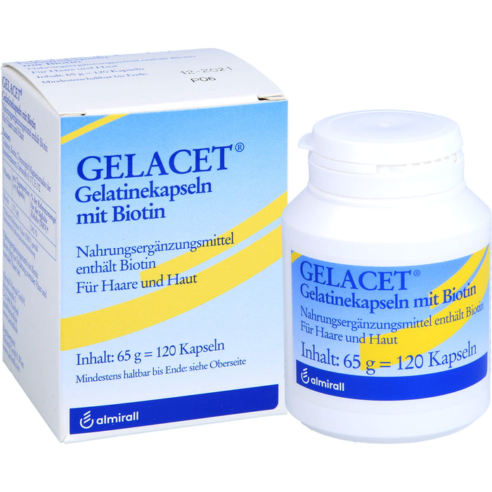 GELACET Gelatinekapseln mit Biotin für Haare und Haut, 120 pcs. Capsules