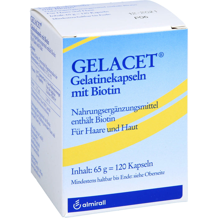 GELACET Gelatinekapseln mit Biotin für Haare und Haut, 120 pcs. Capsules