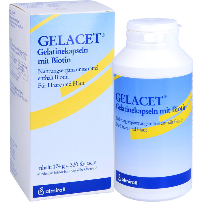 GELACET Gelatinekapseln mit Biotin für Haare und Haut, 320 pc Capsules