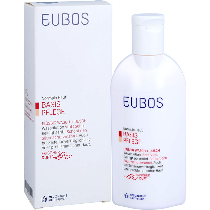 EUBOS flüssige Waschlotion für normale Haut rot mit frischem Duft, 200 ml Lösung