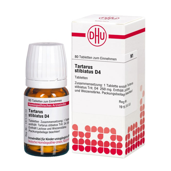 Tartarus stibiatus D4 DHU Tabletten, 80 pc Tablettes