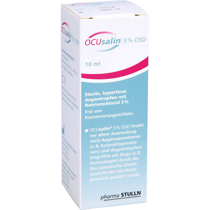 OCUsalin 5% OSD Augentropfen zur unterstützenden Behandlung von Hornhaut-Ödemen, 10 ml Solution