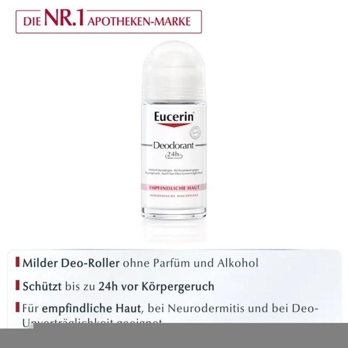 Eucerin Deodorant für empfindliche Haut 24 h Roll-on, 50 ml Solution