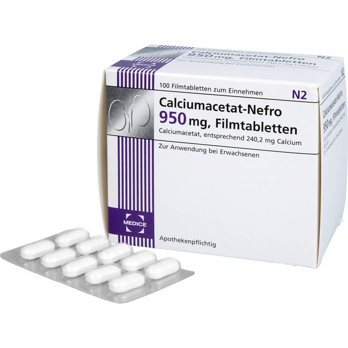 MEDICE Calciumacetat-Nefro 950 mg Filmtabletten, 100 pc Tablettes