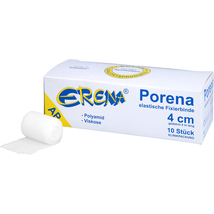 ERENA Porena elastische Fixierbinde 4 cm x 4 m zur Fixierung von Wundauflagen, 10 pc Bandage