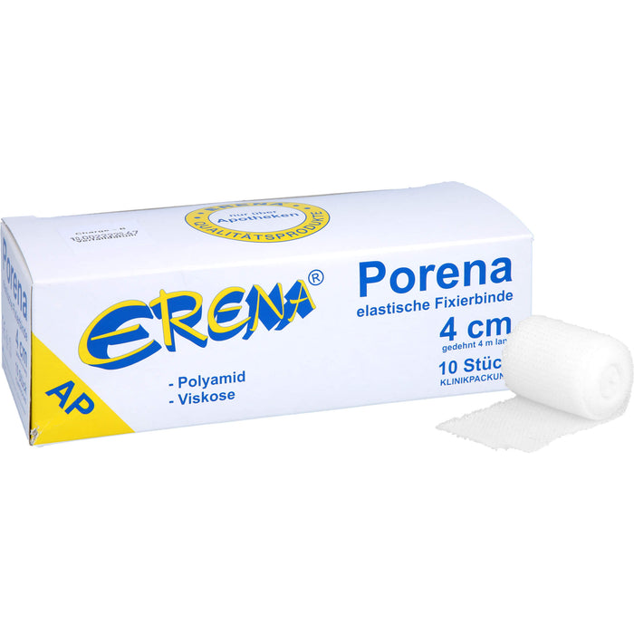 ERENA Porena elastische Fixierbinde 4 cm x 4 m zur Fixierung von Wundauflagen, 10 pc Bandage