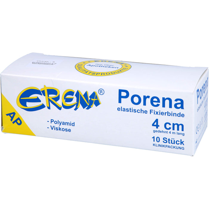 ERENA Porena elastische Fixierbinde 4 cm x 4 m zur Fixierung von Wundauflagen, 10 pc Bandage