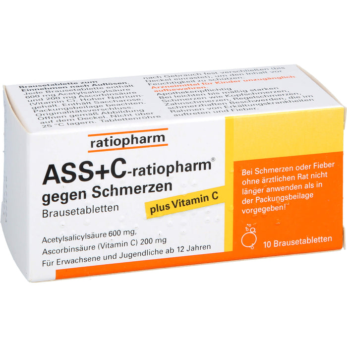 ASS + C-ratiopharm gegen Schmerzen Brausetabletten, 10 pc Tablettes