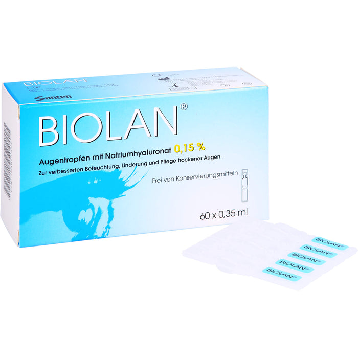 Biolan Augentropfen zur verbesserten Befeuchtung, Linderung und Pflege trockener Haut, 60 pcs. Single-dose pipettes