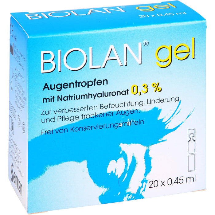 BIOLAN Gel Augentropfen mit Natriumhyaluronat 0,3% für trockene Augen, 20 pc Pipettes à dose unique