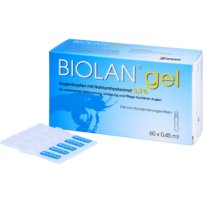 Biolan Gel Augentropfen mit Natriumhyaluronat für beanspruchte und strapazierte Augen, 60 pcs. Solution