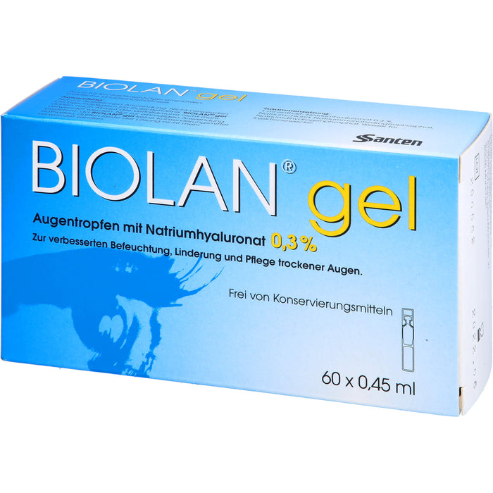Biolan Gel Augentropfen mit Natriumhyaluronat für beanspruchte und strapazierte Augen, 60 pcs. Solution