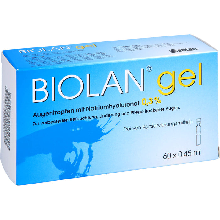 Biolan Gel Augentropfen mit Natriumhyaluronat für beanspruchte und strapazierte Augen, 60 pcs. Solution