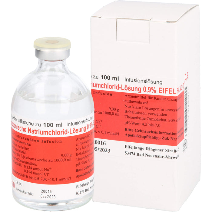 Isotonische Natriumchlorid-Lösung 0,9 % EIFELFANGO zur Flüssigkeits- und Elektrolytsubstitution, 100 ml Solution