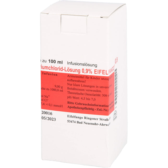 Isotonische Natriumchlorid-Lösung 0,9 % EIFELFANGO zur Flüssigkeits- und Elektrolytsubstitution, 100 ml Solution