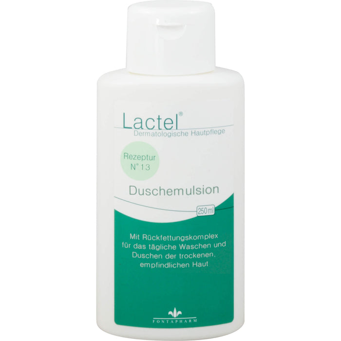 Lactel Nr.13 Duschemulsion mit Rückfettung für trockene und empfindliche Haut, 250 ml Lösung
