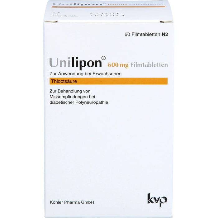 Unilipon 600 mg Filmtabletten bei Missempfindungen bei diabetischer Polyneuropathie, 60 St. Tabletten