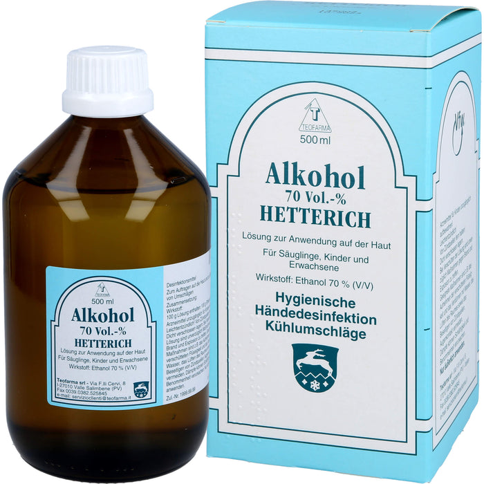 HETTERICH Alkohol 70 Vol.-% Lösung zur hygienischen Händedesinfektion, 500 ml Solution
