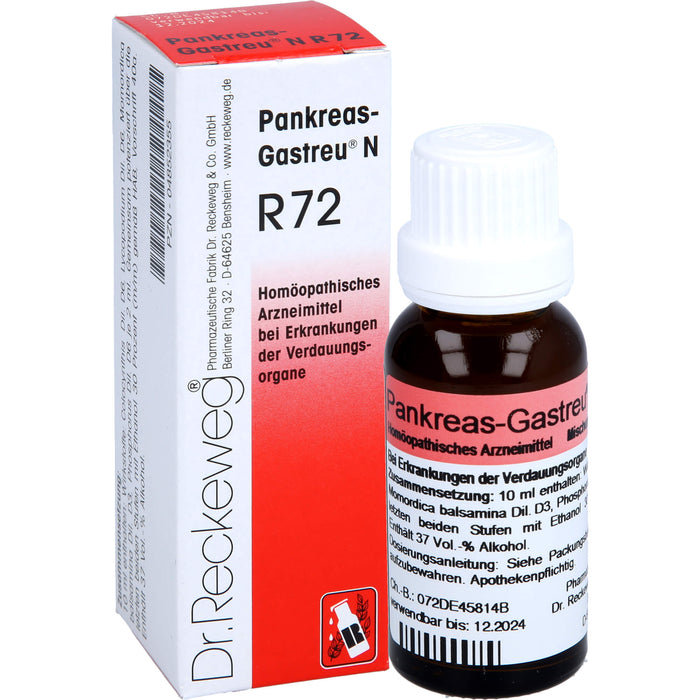 Dr. Reckeweg Pankreas-Gastreu N R72 Mischung bei Erkrankungen der Verdauungsorgane, 22 ml Solution