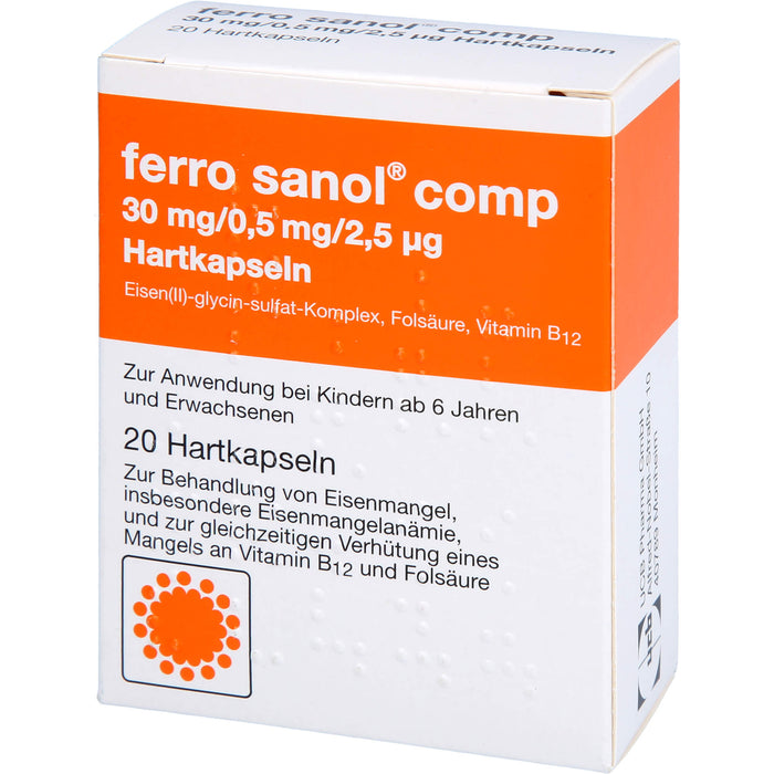 Ferro Sanol comp 30 mg / 0,5 mg / 2,5 µg Hartkapseln, 20 St. Kapseln