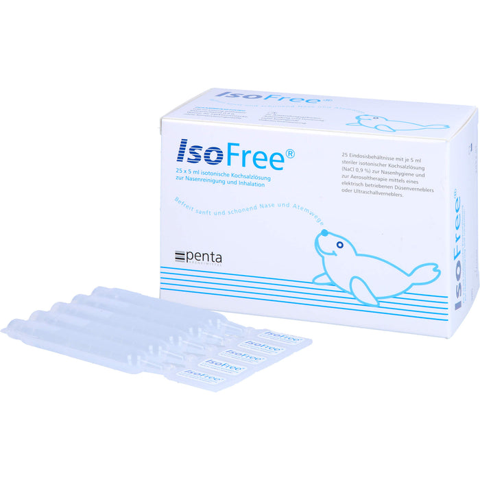 IsoFree sterile isotonische Kochsalzlösung zur Nasenreinigung und Inhalation, 25 pcs. Single-dose pipettes