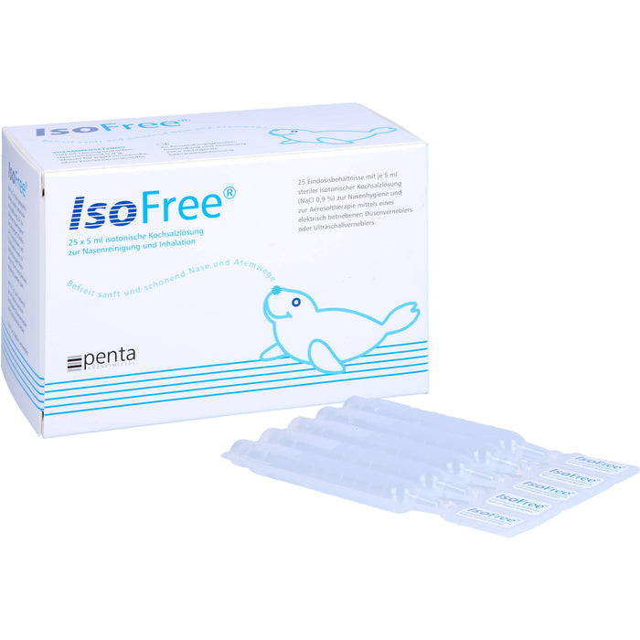 IsoFree sterile isotonische Kochsalzlösung zur Nasenreinigung und Inhalation, 25 pcs. Single-dose pipettes