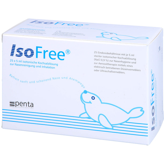 IsoFree sterile isotonische Kochsalzlösung zur Nasenreinigung und Inhalation, 25 pcs. Single-dose pipettes
