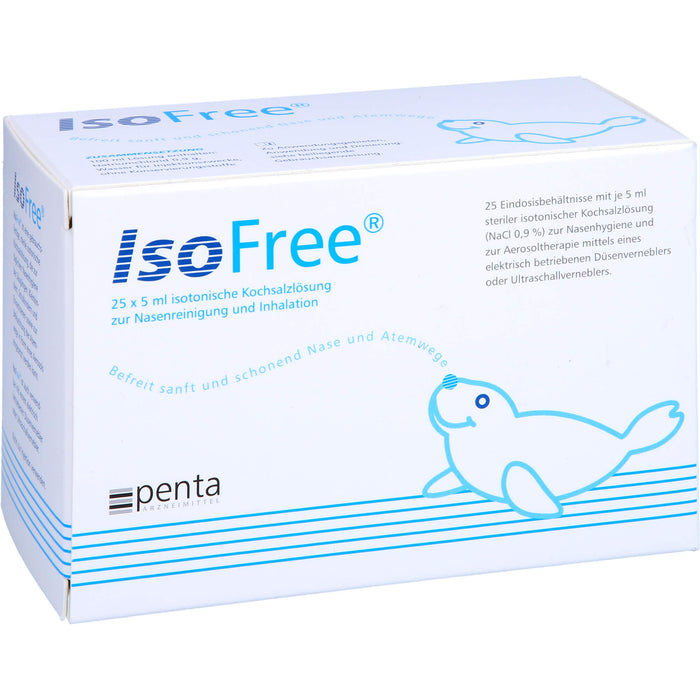 IsoFree sterile isotonische Kochsalzlösung zur Nasenreinigung und Inhalation, 25 pcs. Single-dose pipettes