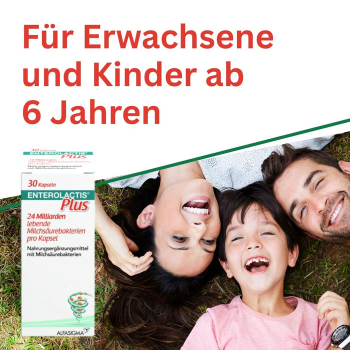 Enterolactis Plus - natürliche Versorgung der Darmflora und des Darmmikrobioms mit L. Casei DG - 24 Mrd. lebende Zellen pro Kapsel - laktosefrei & glutenfrei, 30 pcs. Capsules