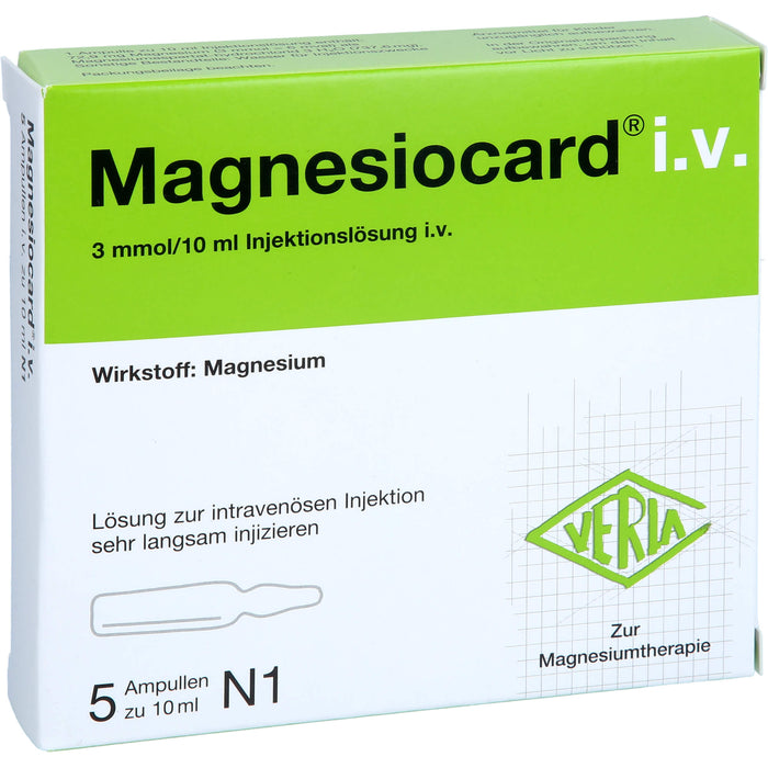VERLA Magnesiocard i.v. Injektionslösung zur Magnesiumtherapie, 5 pcs. Ampoules