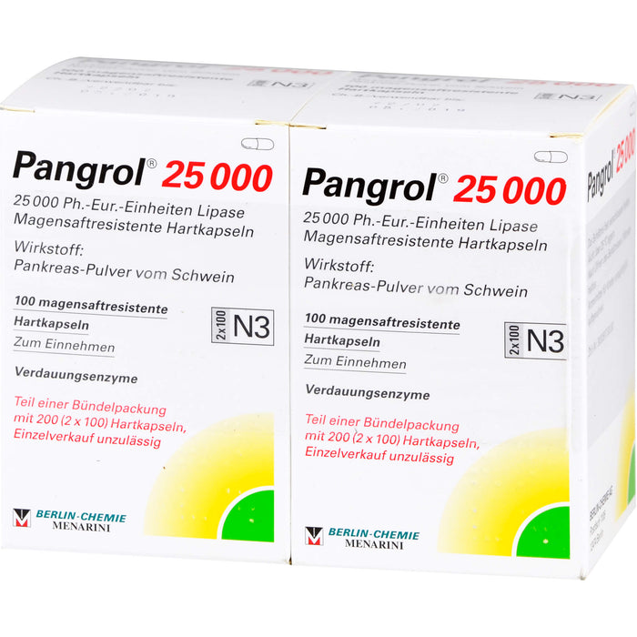 Pangrol  25 000, 25 000 Ph.-Eur.-Einheiten Lipase Magensaftresistente Hartkapseln, 200 pcs. Capsules