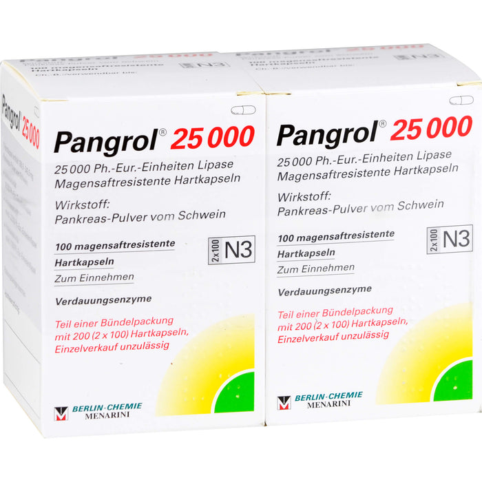 Pangrol  25 000, 25 000 Ph.-Eur.-Einheiten Lipase Magensaftresistente Hartkapseln, 200 pcs. Capsules