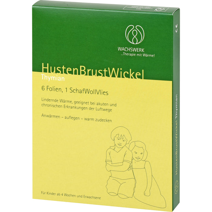 WACHSWERK Husten Brust Wickel Thymian 0,5% bei Erkrankungen der Luftwege für Säuglinge ab 8 Wochen, Kinder und Erwachsene, 6 pc Paquet