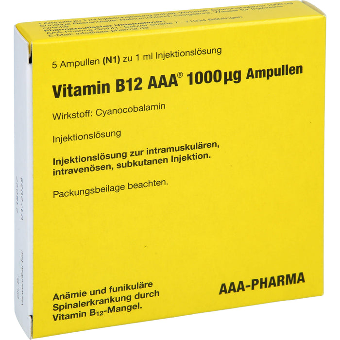 Vitamin B12 AAA  1000 µg Ampullen, 5 ml Lösung