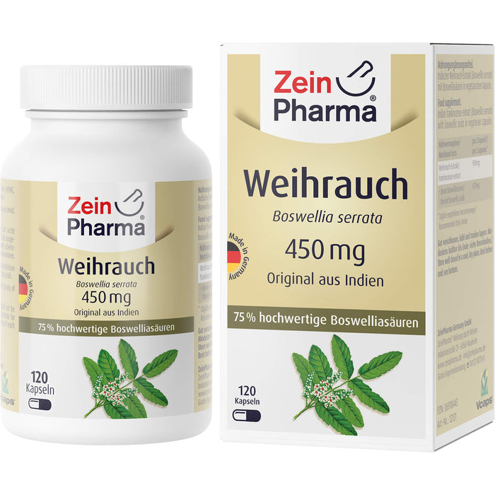 ZeinPharma Boswellia Weihrauch 450mg Kapseln unterstützt den Bewegungsapparat und trägt zur normalen Funktion von Knochen und Gelenken bei, 120 St. Kapseln