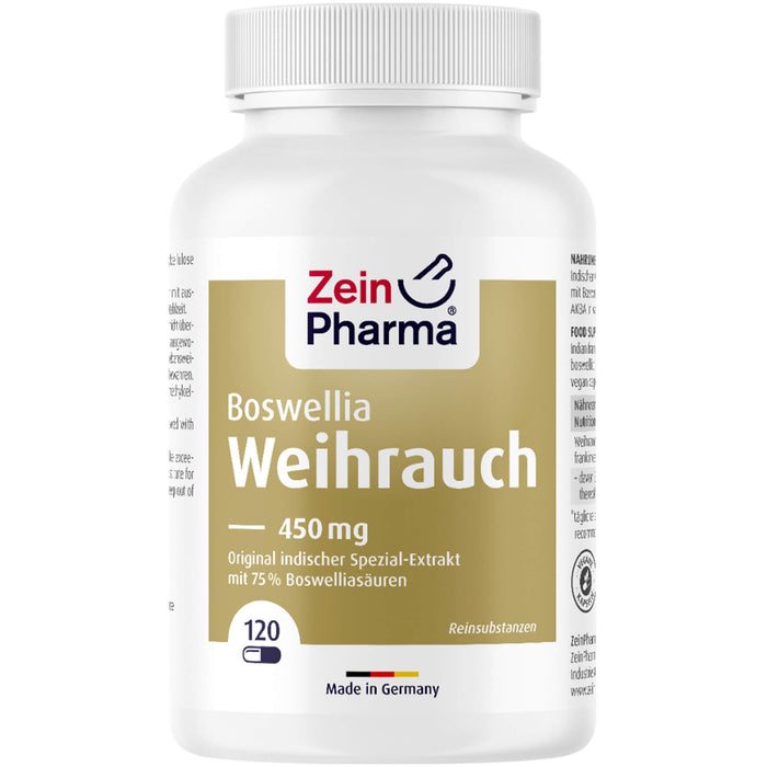 ZeinPharma Boswellia Weihrauch 450mg Kapseln unterstützt den Bewegungsapparat und trägt zur normalen Funktion von Knochen und Gelenken bei, 120 pcs. Capsules